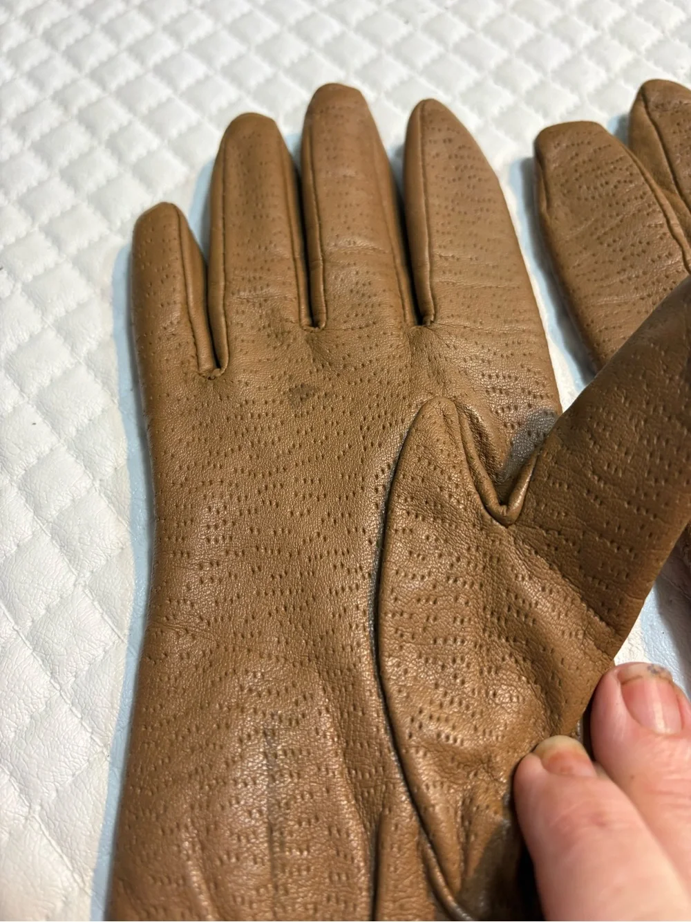 vintage brown leather driving gloves large